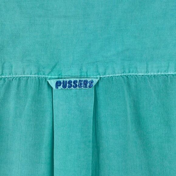 Pussers Aqua Distressed Wash Embroidered Nautical Flags Button Up Shirt XL - Picture 9 of 12